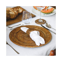 32 cm - Sambonet Radici Piatto Presentazione Rotondo In Rattan
