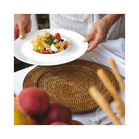 32 cm - Sambonet Radici Piatto Presentazione Rotondo In Rattan
