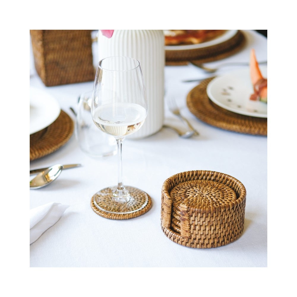 12 cm - Sambonet Radici Sottobicchiere Rotondo In Rattan