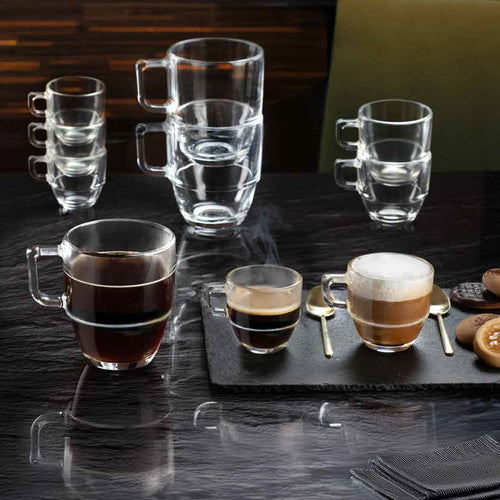 12 cl - RCR Cristalleria Italiana Caffè Tazza Tè Orzo In Vetro Cristallino Luxion Set 6 Pz