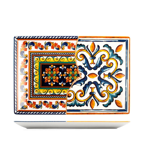 30x20 cm - H&H Positano Piatto Piano Rettangolare In Stoneware Set 6 Pz