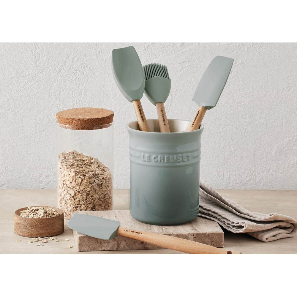 Le Creuset Craft Evolution Set Spatole Cucina In Silicone Con Contenitore In Gres Vetrificato Set 5 Pz