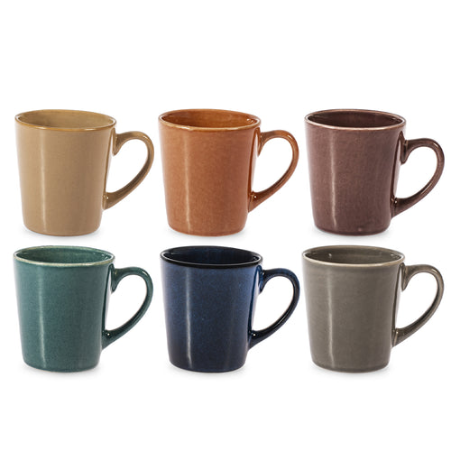 20 cl - H&H Tierra Tazza Té Colori Assortiti In Stoneware Set 6 Pz