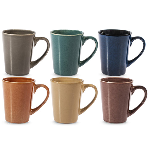 30 cl - H&H Tierra Tazza Mug Colori Assortiti In Stoneware Set 6 Pz