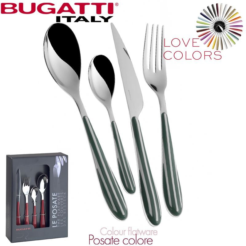 Bugatti Zebra Servizio Posate Acciaio Inox E Abs Set 24 Pz