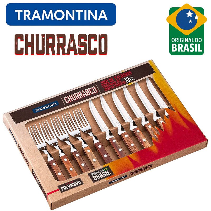 Tramontina Churrasco Servizio Posate In Acciaio Inox Poliwood Set 12 Pz