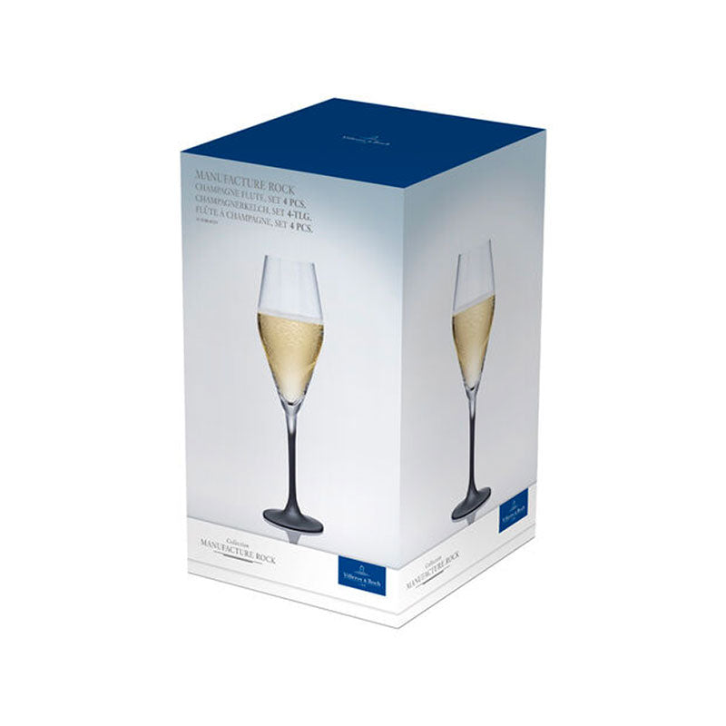 26 Cl Villeroy And Boch Manufacture Rock Calice Flute In Vetro Set 4 Pezzi