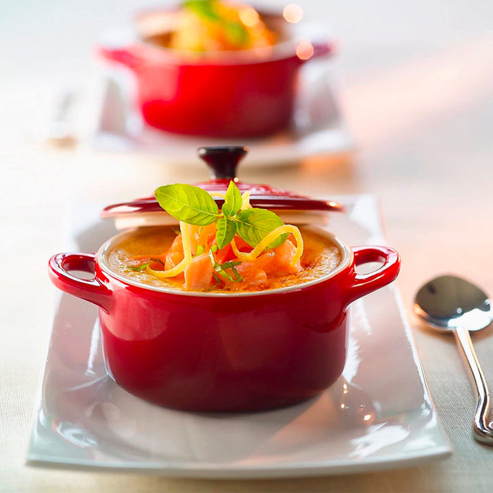10 Cm Le Creuset Mini Cocotte Casseruola Rotonda In Gres Vetrificato Set 4 Pz