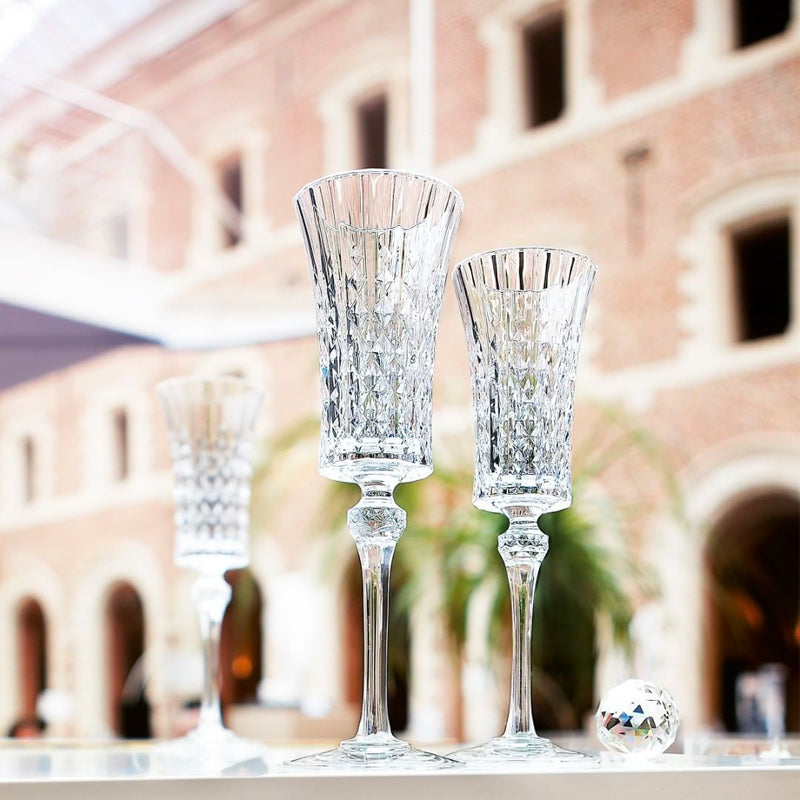 15 Cl Cristal D Arques Lady Diamond Calice Flute In Vetro Set 6 Pezzi