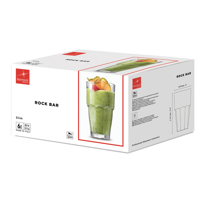 36 9 Cl Bormioli Rocco Rock Bar Bicchiere Bibita In Vetro Temperato Set 6 Pezzi