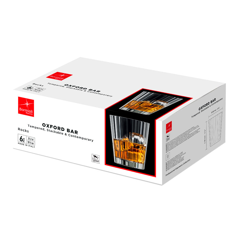 31 2 Cl Bormioli Rocco Oxford Bicchiere Whisky In Vetro Temperato Set 6 Pezzi