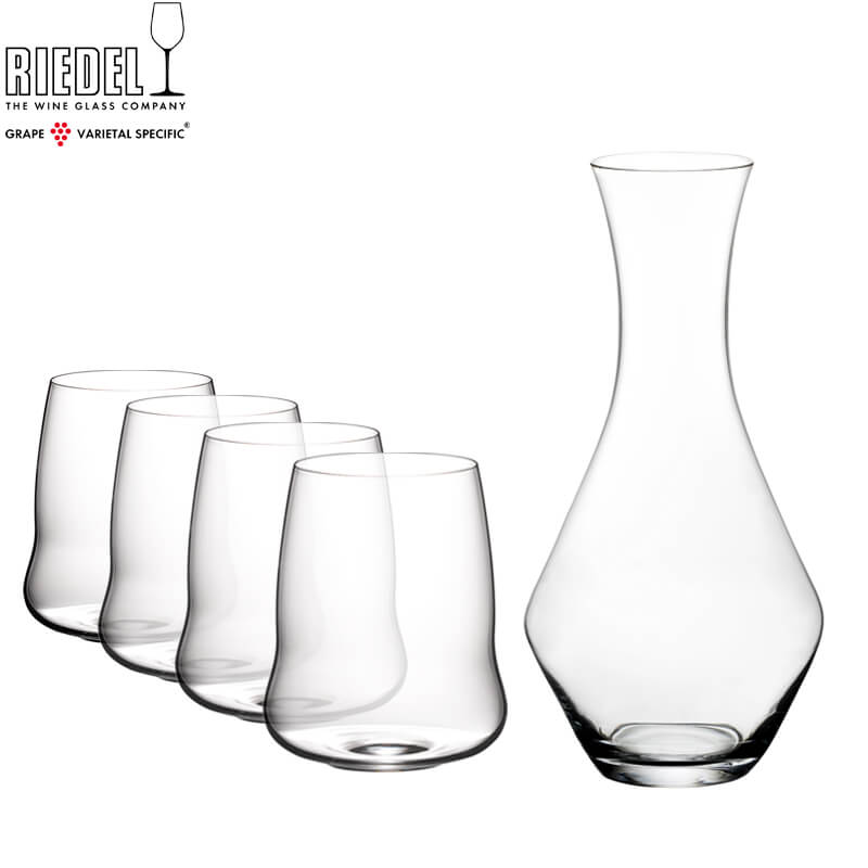 Riedel Steamless Wings Set Calici E Decanter Cabernet In Vetro Set 5 Pezzi