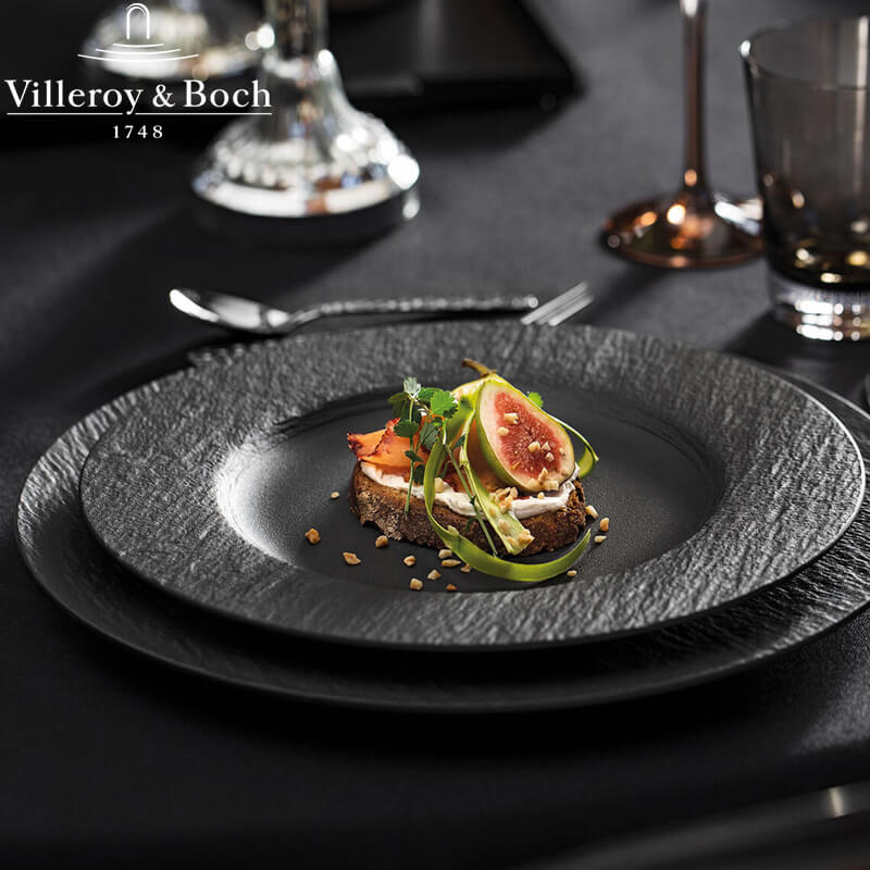 27 Cm Villeroy And Boch Manufacture Rock Piatto Piano In Porcellana Set 6 Pz