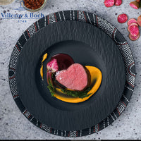 27 Cm Villeroy And Boch Manufacture Rock Piatto Piano In Porcellana Set 6 Pz