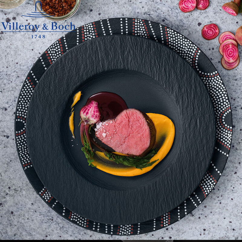 27 Cm Villeroy And Boch Manufacture Rock Piatto Piano In Porcellana Set 6 Pz