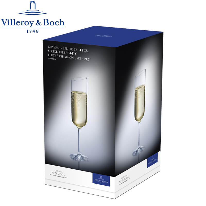 17 Cl Villeroy And Boch Newmoon Calice Flute In Vetro Set 4 Pezzi