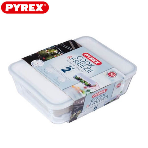 Pyrex Cook And Freeze Contenitore Per Alimentirettangolare In Vetro Borosilicato Set 2 Pz
