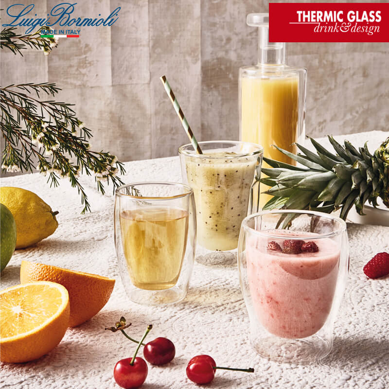 27 Cl Bormioli Luigi Thermic Glass Bicchiere Bibita In Vetro Borosilicato Set 2 Pezzi