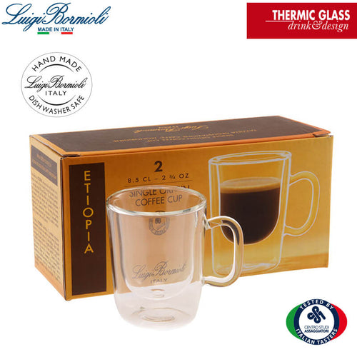 8 5 Cl Bormioli Luigi Thermic Glass Tazzina Caffe Etiopia In Vetro Borosilicato Set 2 Pezzi