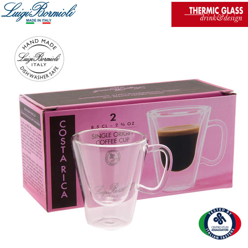 8 5 Cl Bormioli Luigi Thermic Glass Tazzina Caffe Costa Rica In Vetro Borosilicato Set 2 Pezzi