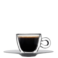 6.5 cl - Thermic Glass Tasse À Espresso En Verre Thermique Avec Soucoupe En Acier Inox - Ensemble 2 Pcs