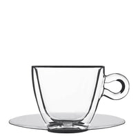30 cl - Thermic Glass Tazza Multiuso In Vetro Termico Con Piattino In Acciaio Inonx - Set 2 Pz