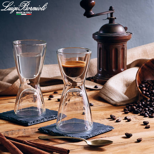 10 Cl Bormioli Luigi Thermic Glass Tazzina Caffe Jigger In Vetro Borosilicato Set 2 Pezzi