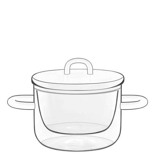 25 cl - Thermic Glass Pentolino Con Coperchio In Vetro Termico - Set 2 Pz