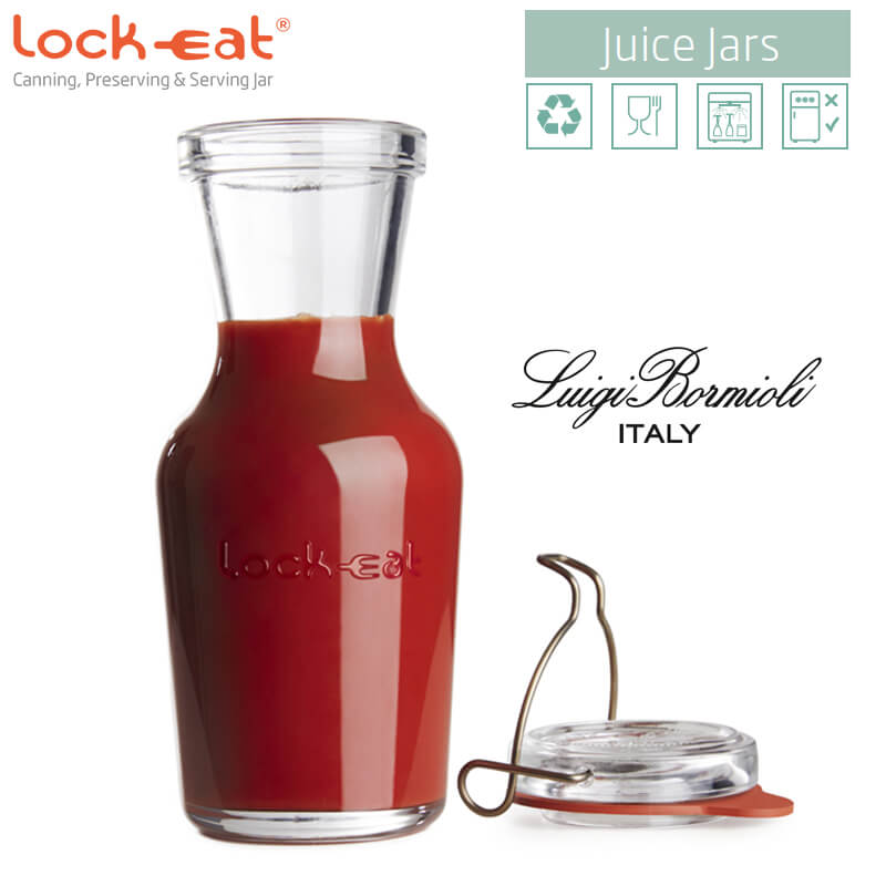 1 Litro Bormioli Luigi Lock Eat Caraffa In Vetro Set 6 Pezzi