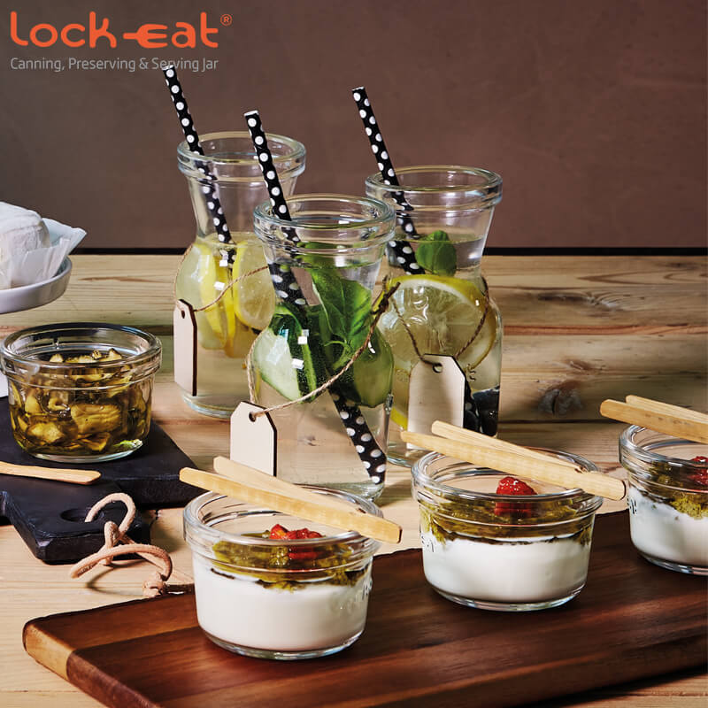 25 Cl Bormioli Luigi Lock Eat Caraffa In Vetro Set 6 Pezzi
