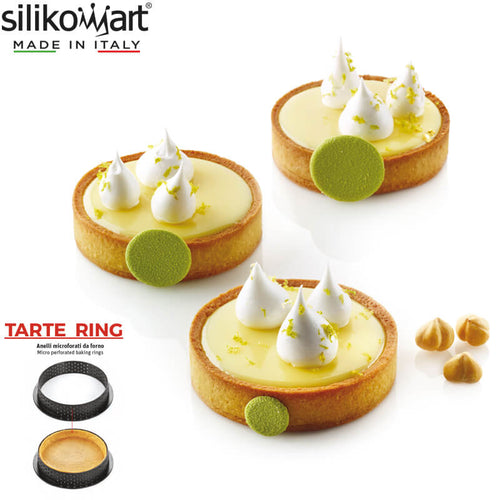 8 Cm Silikomart Tarte Ring Stampo Anello Microforato Antiaderente In Silicone Set 6 Pz