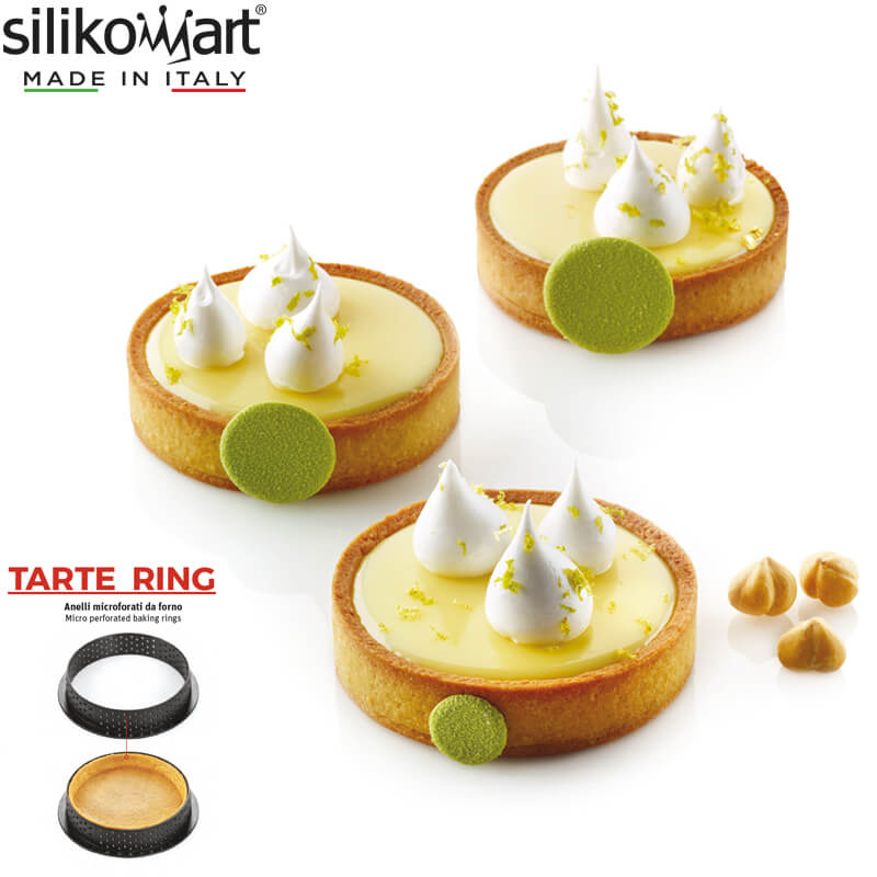 8 Cm Silikomart Tarte Ring Stampo Anello Microforato Antiaderente In Silicone Set 6 Pz