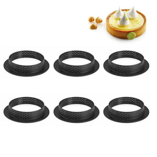 8 Cm Silikomart Tarte Ring Stampo Anello Microforato Antiaderente In Silicone Set 6 Pz
