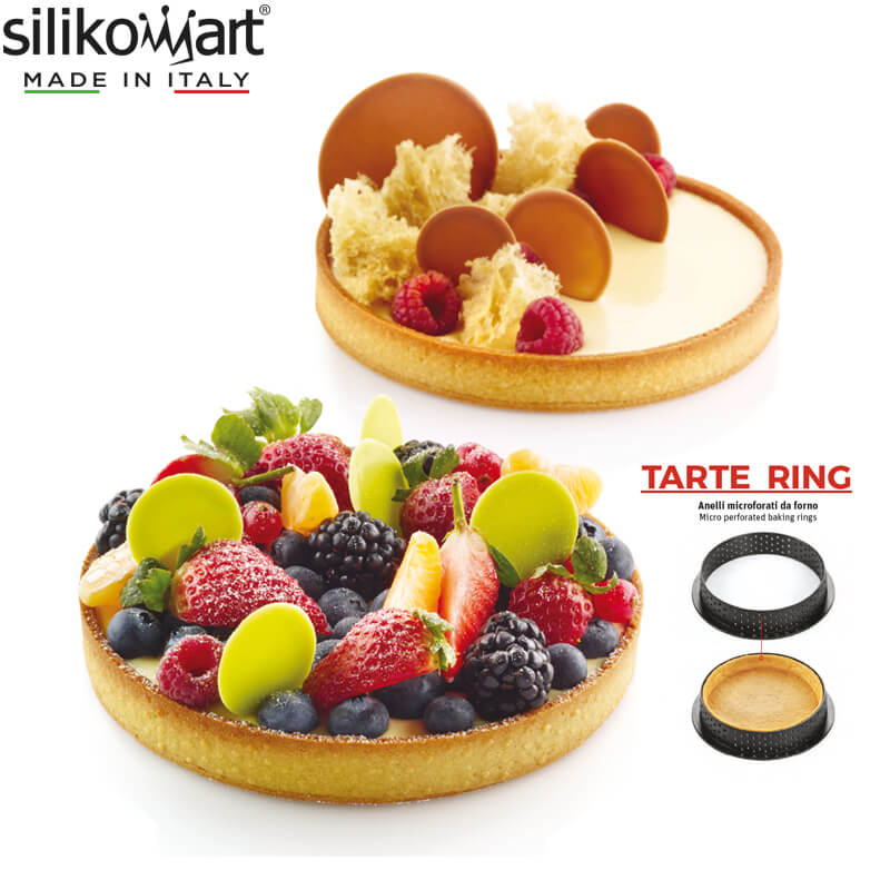 15 Cm Silikomart Tarte Ring Stampo Anello Microforato Antiaderente In Silicone Set 2 Pz