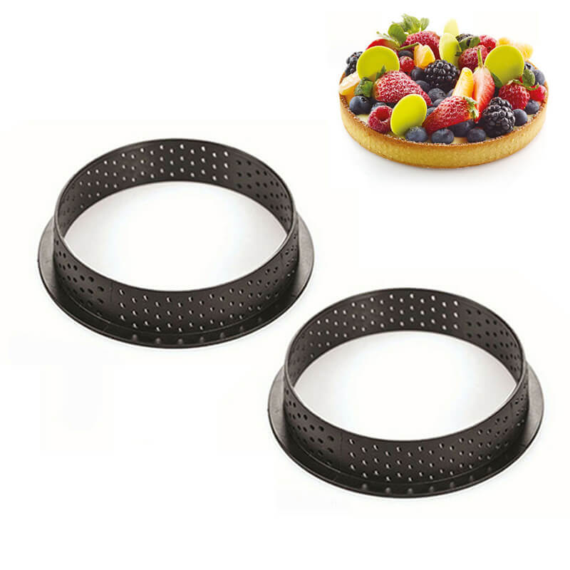 15 Cm Silikomart Tarte Ring Stampo Anello Microforato Antiaderente In Silicone Set 2 Pz