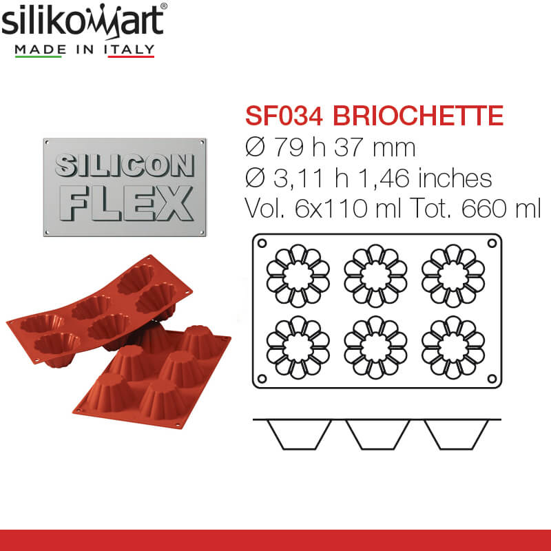 6 Forme Silikomart Classic Stampo Briochette In Silicone