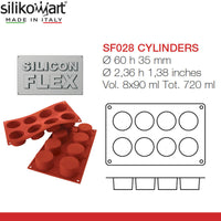 8 Forme Silikomart Classic Stampo Cilindro In Silicone