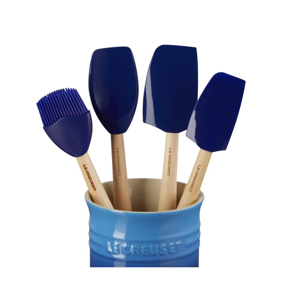 Le Creuset Craft Evolution Set Spatole Cucina In Silicone Con Contenitore In Gres Vetrificato Set 5 Pz