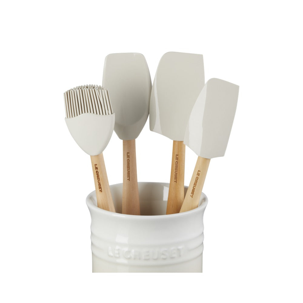 Le Creuset Craft Evolution Set Spatole Cucina In Silicone Con Contenitore In Gres Vetrificato Set 5 Pz