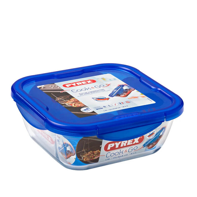 Pyrex Cook And Go Contenitore Per Alimenti Ermetico Quadrato In Vetro Borosilicato