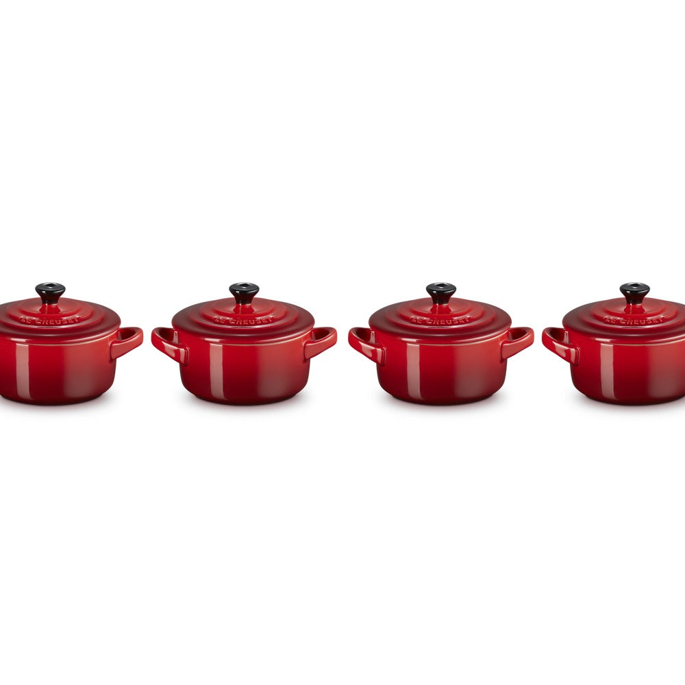 10 cm - Mini Cocotte Rundes Gusseisen-Kochtopf - Set 4 Stk