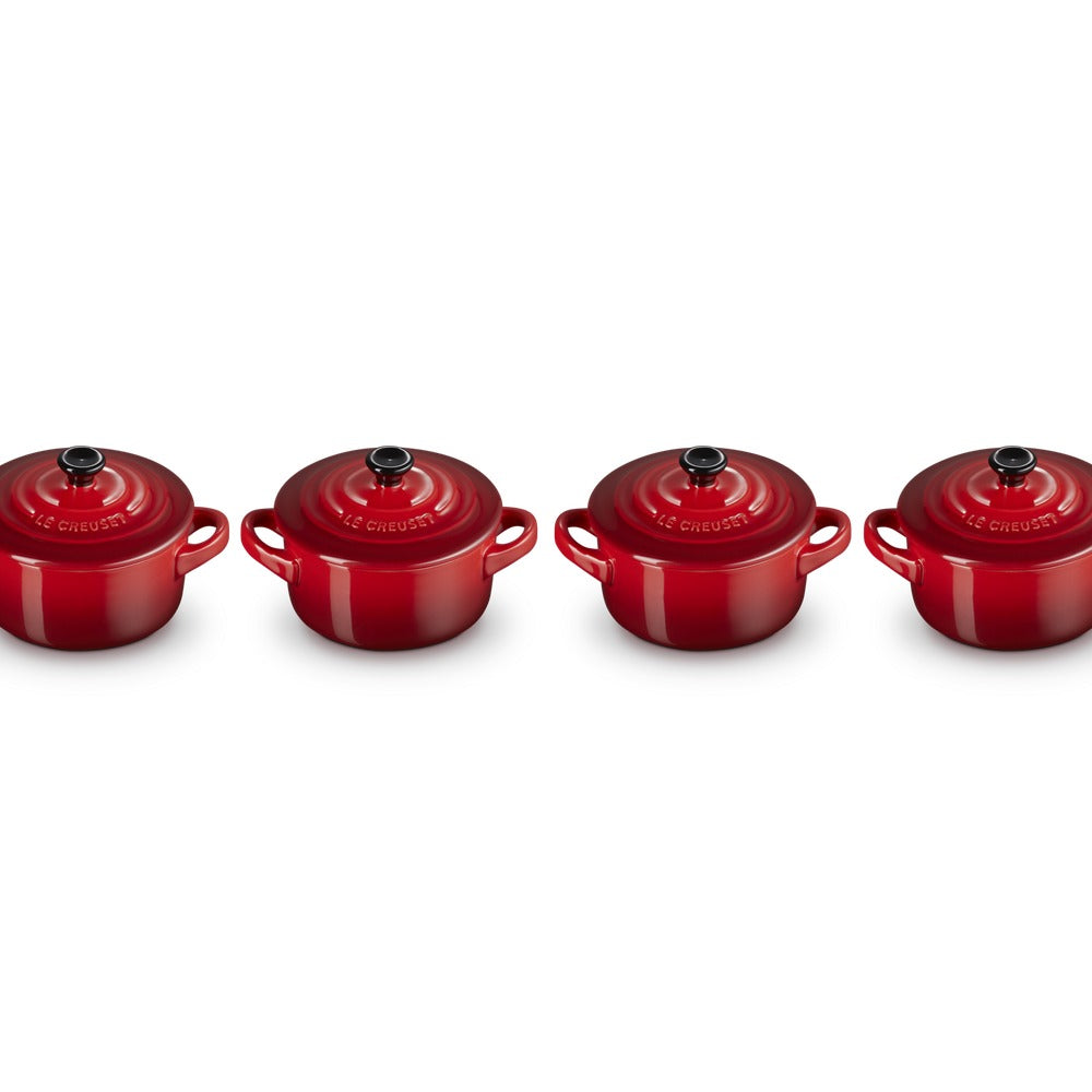 10 cm - Mini Cocotte Rundes Gusseisen-Kochtopf - Set 4 Stk