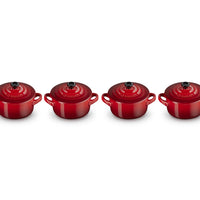 10 cm - Mini Cocotte Rundes Gusseisen-Kochtopf - Set 4 Stk
