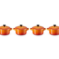 10 cm - Mini Cocotte Rundes Gusseisen-Kochtopf - Set 4 Stk