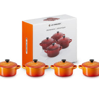 10 cm - Mini Cocotte Rundes Gusseisen-Kochtopf - Set 4 Stk