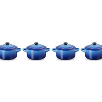 10 cm - Mini Cocotte Rundes Gusseisen-Kochtopf - Set 4 Stk