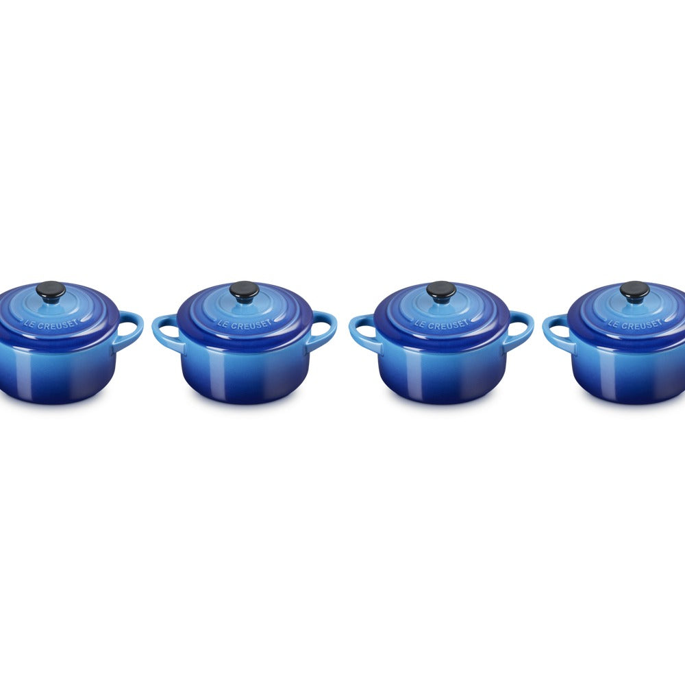10 cm - Mini Cocotte Rundes Gusseisen-Kochtopf - Set 4 Stk