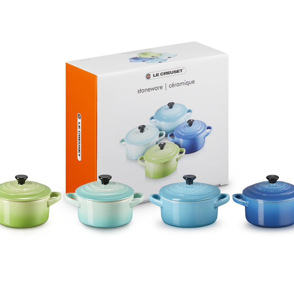 10 cm - Mini Cocotte Rundes Gusseisen-Kochtopf - Set 4 Stk