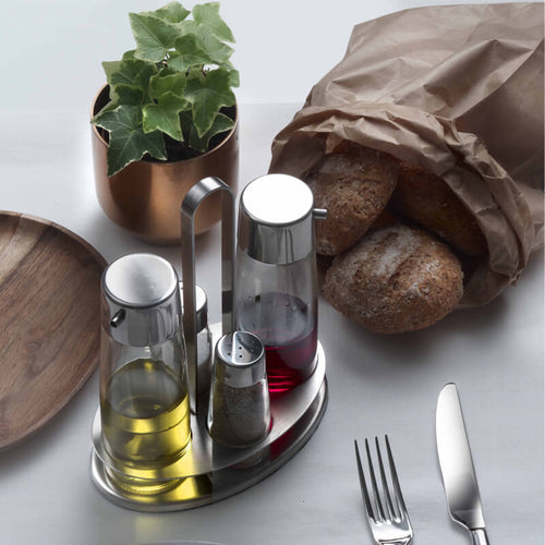 Pintinox Taste Set Condimenti In Acciaio Inox Vetro Set 4 Pz