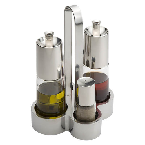 Pintinox Bella Set Condimenti In Acciaio Inox Vetro Set 4 Pz